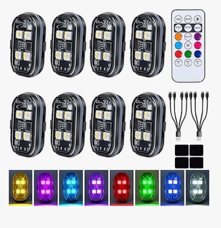 Upgraded 4LEDs 8PCS Wireless LED Strobe Lights