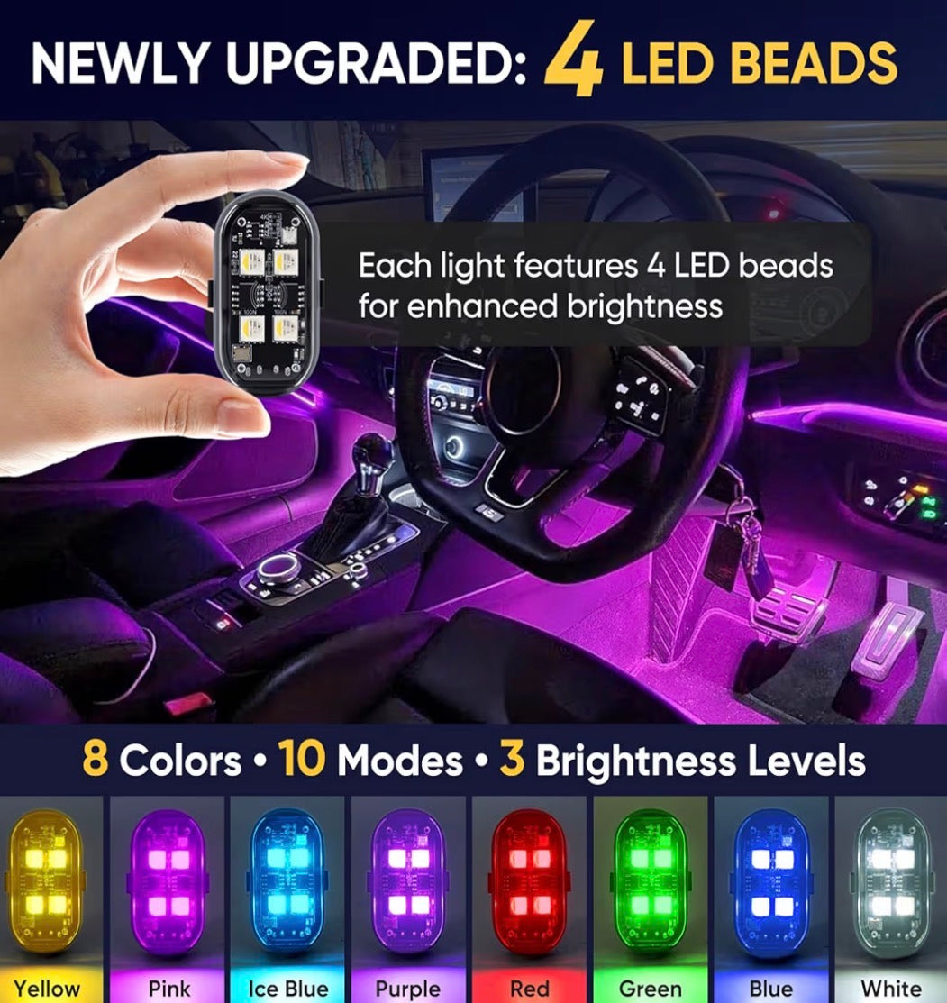 Upgraded 4LEDs 8PCS Wireless LED Strobe Lights